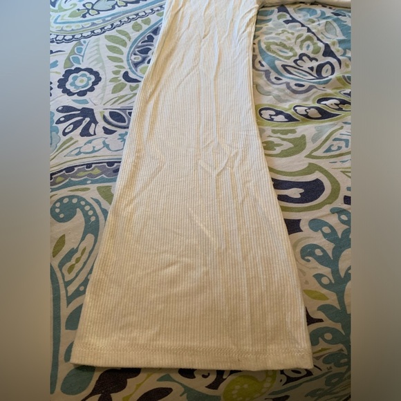 #22 Revamped Cream ribbed cropped top with bell sleeves.  Size L - Picture 4 of 5